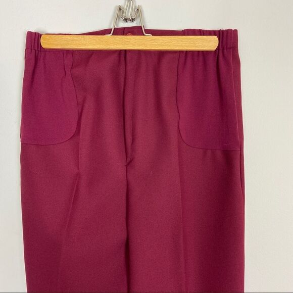 Vintage High-Waisted Burgundy Trousers – Classic Tailored Straight Leg Pants - Picture 5 of 9